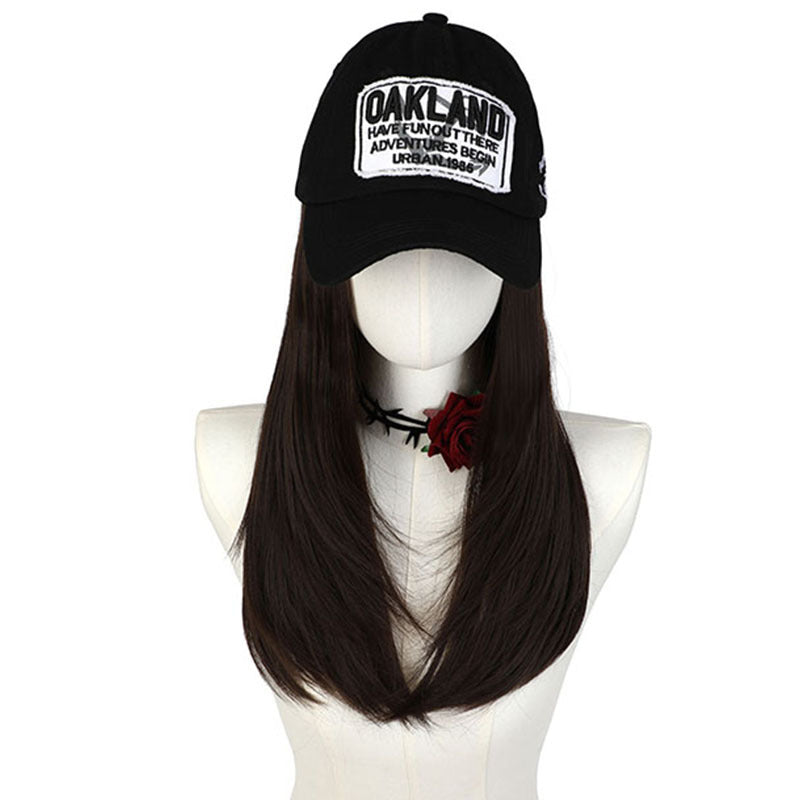 Export Hat Integrated Adjustable Retro Three-dimensional Long Straight Wig