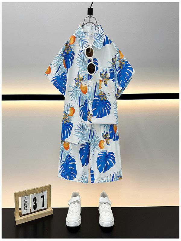 Children's Summer Casual Short Sleeve Shirt Outfit Trendy Loose Clothing Children's Suit