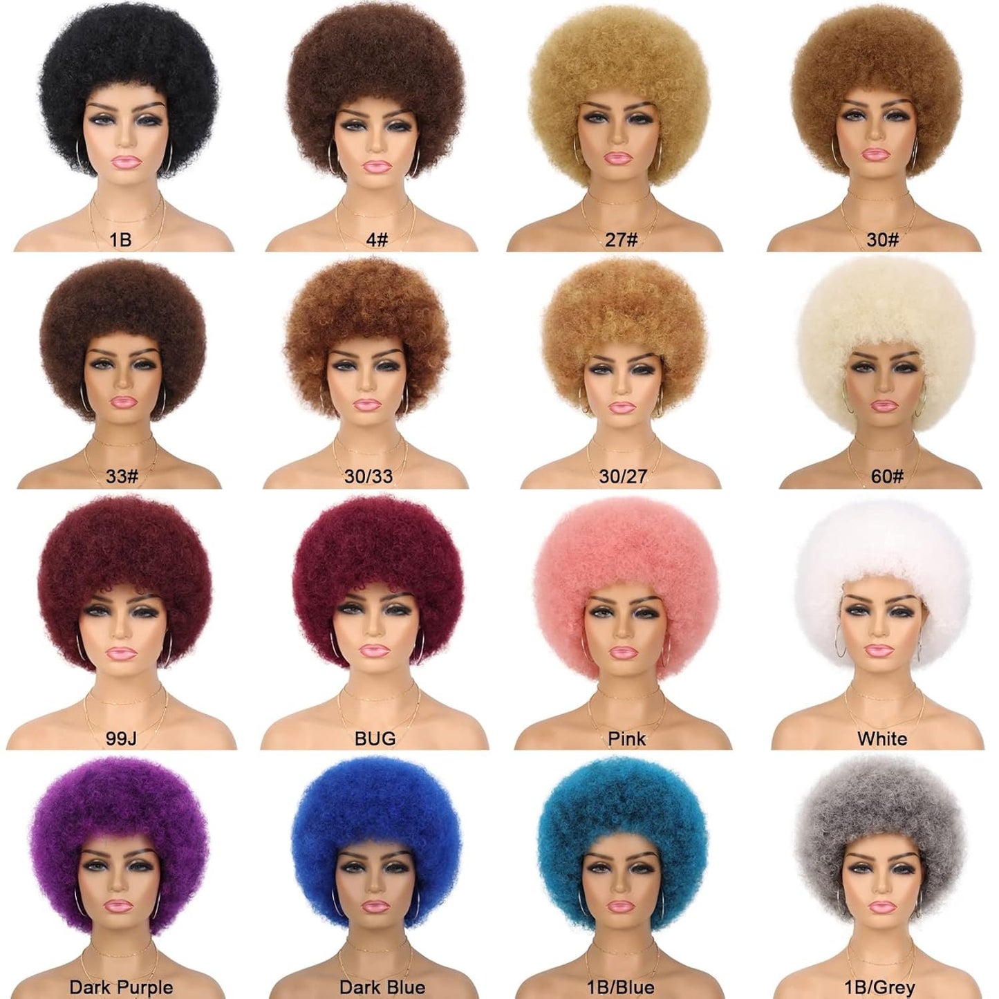 Black Small Volume Afro Caterpillar Fluffy Wig Short Curly Hair