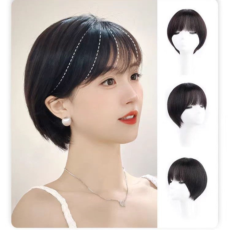 Women's Whole Head Cover All Natural Short Fluffy Real Hair Wig
