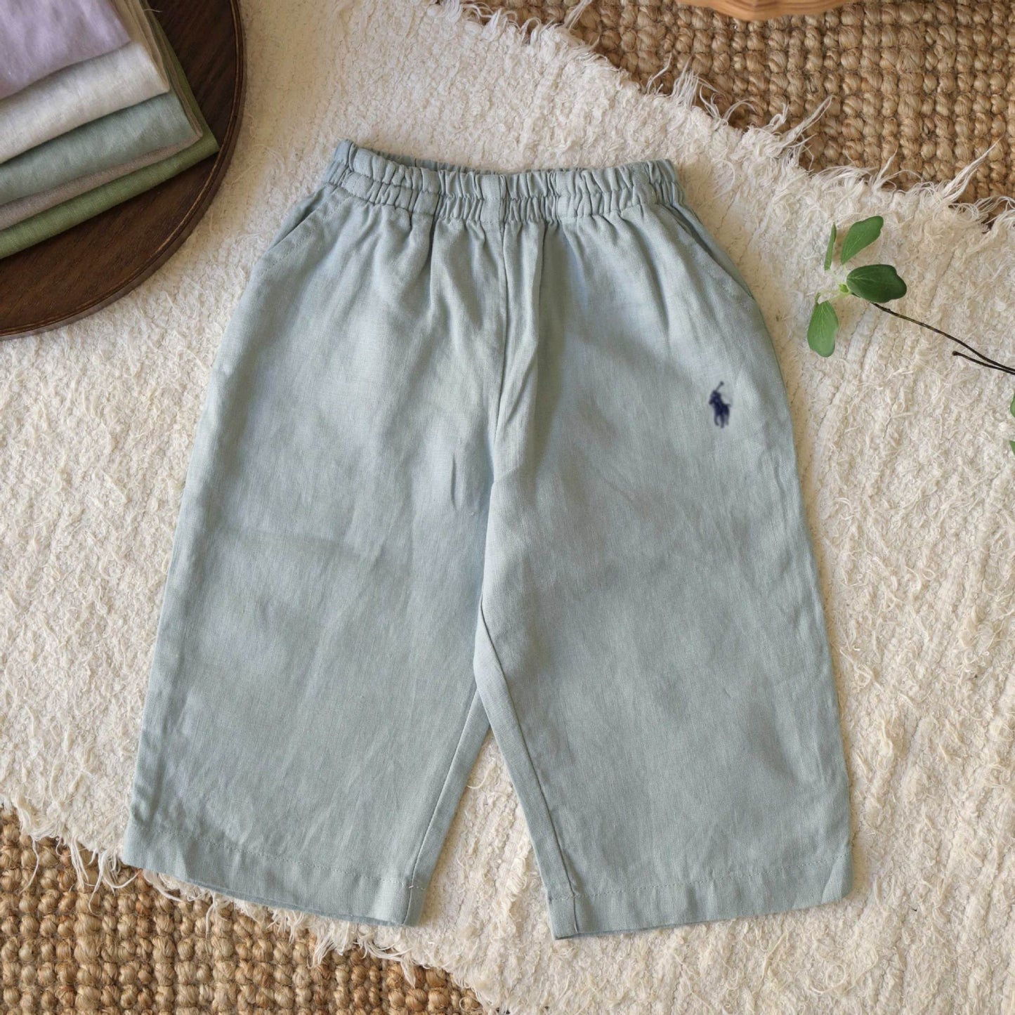 Children's Linen Leisure Boys Pure Color Elastic Waist Children's Pants