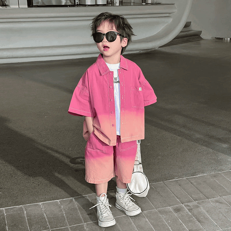 Children's Denim Summer Wear Short-sleeved Shorts Two-piece Children's Suit