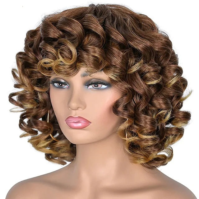 Women's Optional African Small Volume Large Synthetic Wig Short Curly Hair