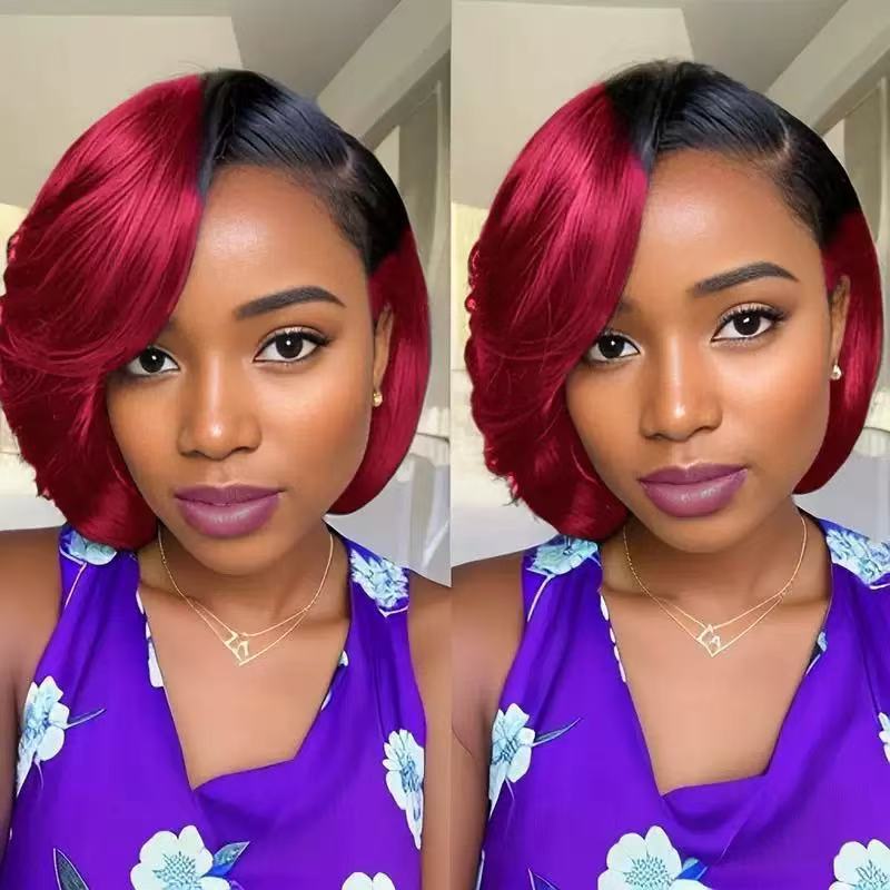 Split Bangs Fashion Front Lace Chemical Wig Short Curly Hair