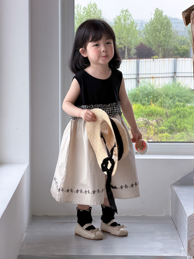 Children's Summer Korean Style Color Matching Vest Skirt Children's Dress