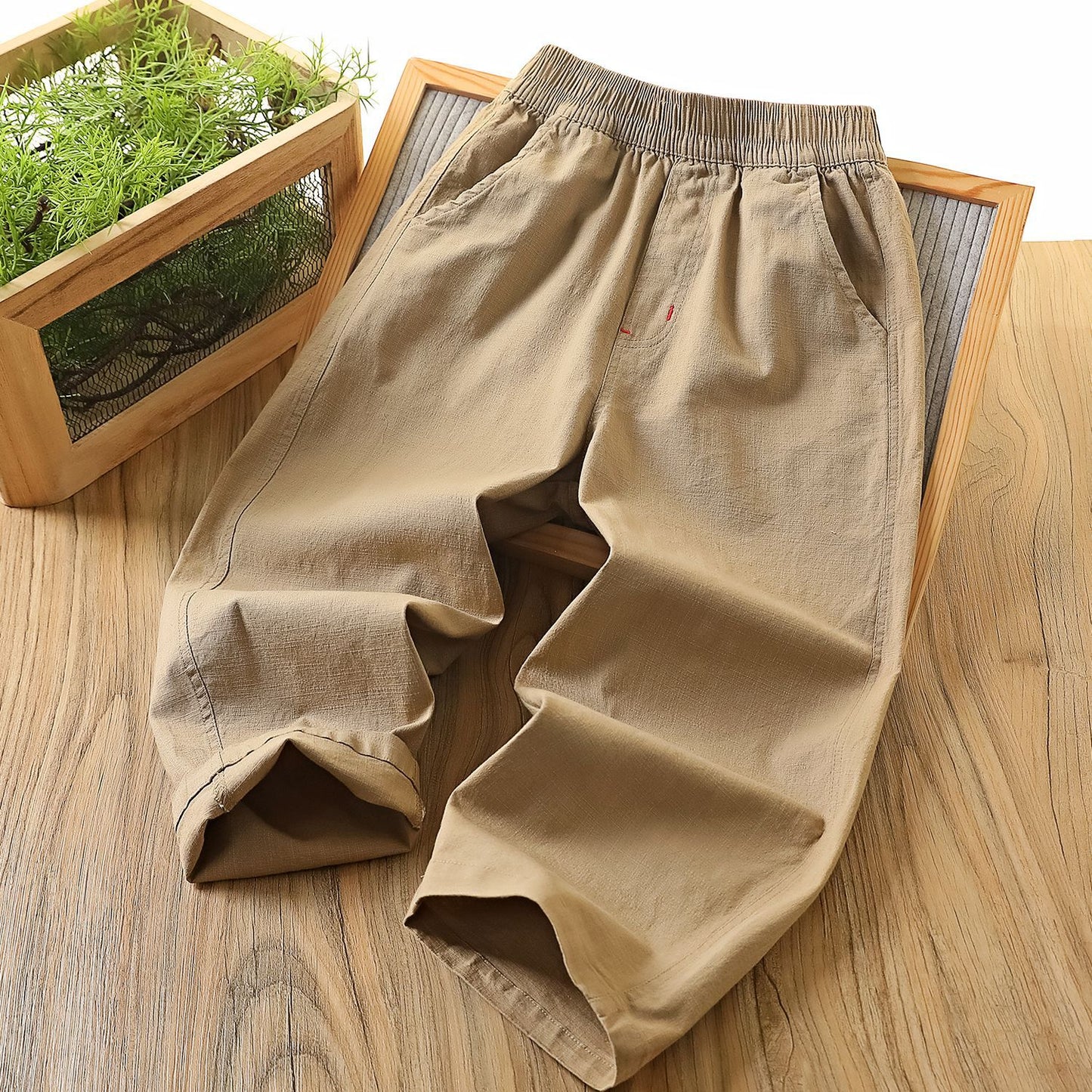 Children's Straight Casual Summer Cotton Linen Trousers P Children's Pants