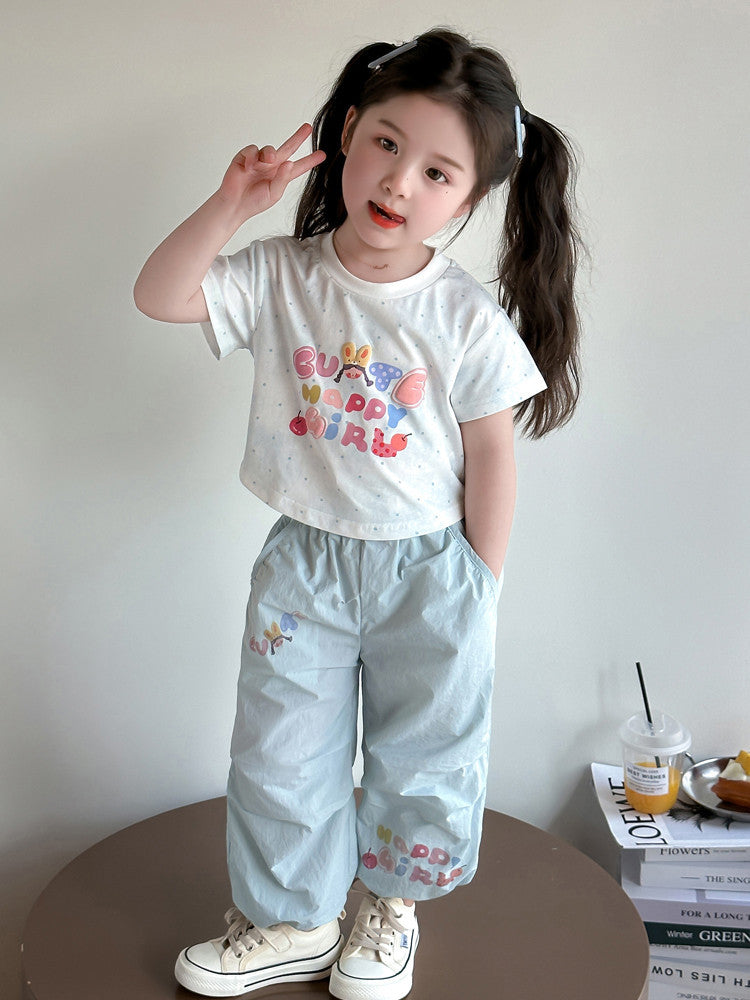 Children's Style Fashionable Short-sleeved Sports Two-piece Trendy Children's Suit