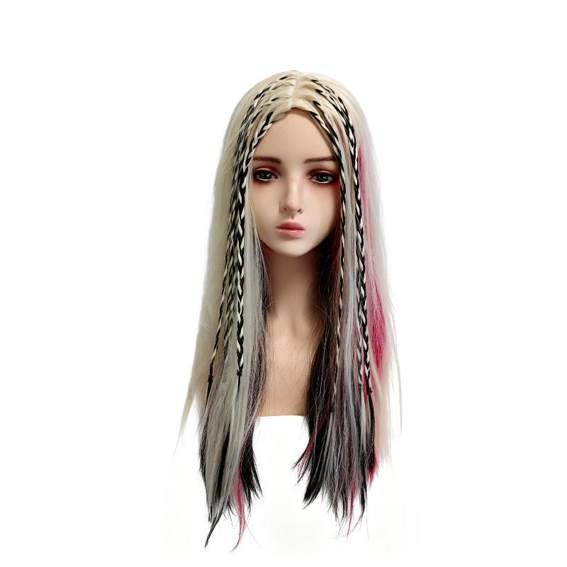 Harley Quinn Suicide Squad Black Red Straight Hair Boxing Cos Wig
