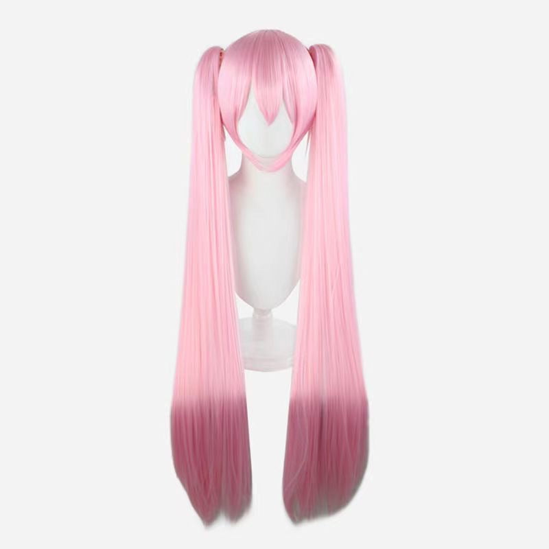 Blue Gradually Varied Pink Double Tiger Mouth Clip Mid-length Cos Wig