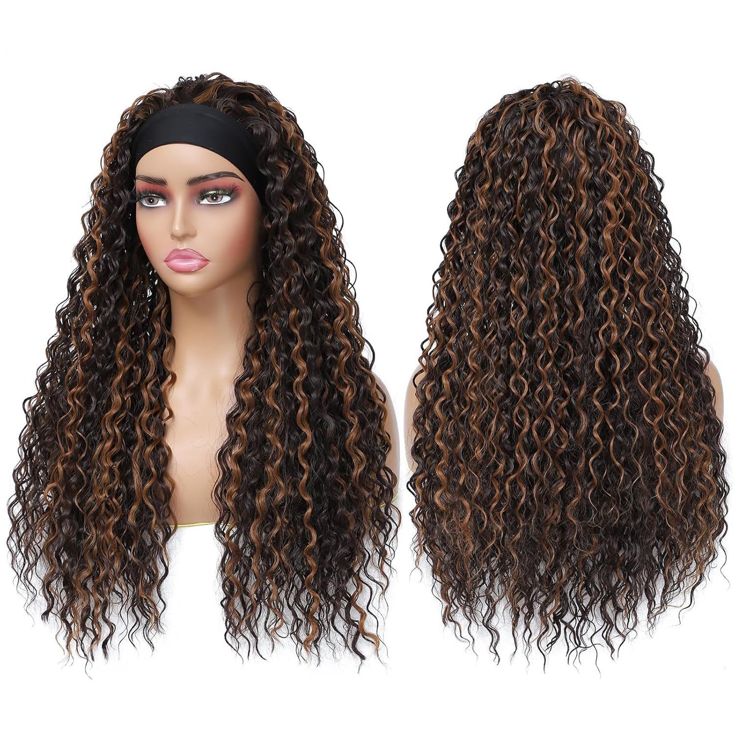 Women's Small Curly Headscarf Afro Headgear Wig Long Curls