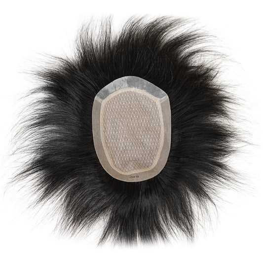 Men's Real Hair Hand-woven Set Double Hand Needle Forehead Invisible Biological Men's Wig