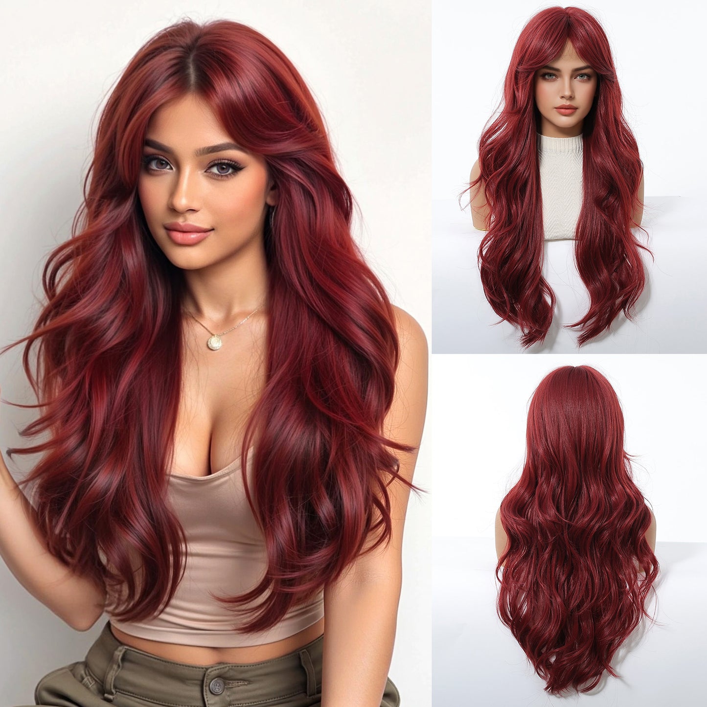 Festival Female Bangs Curly Hair Matte Fiber Wig Long Curls