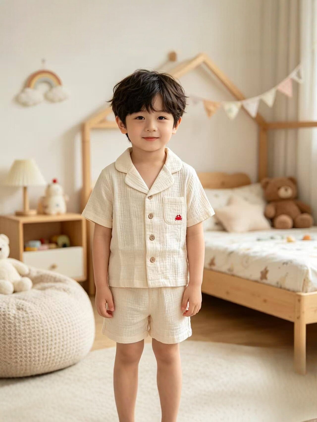 Children's Short Sleeve T-shirt Two-piece Set Infant Class Breathable Air Conditioning Children's Suit
