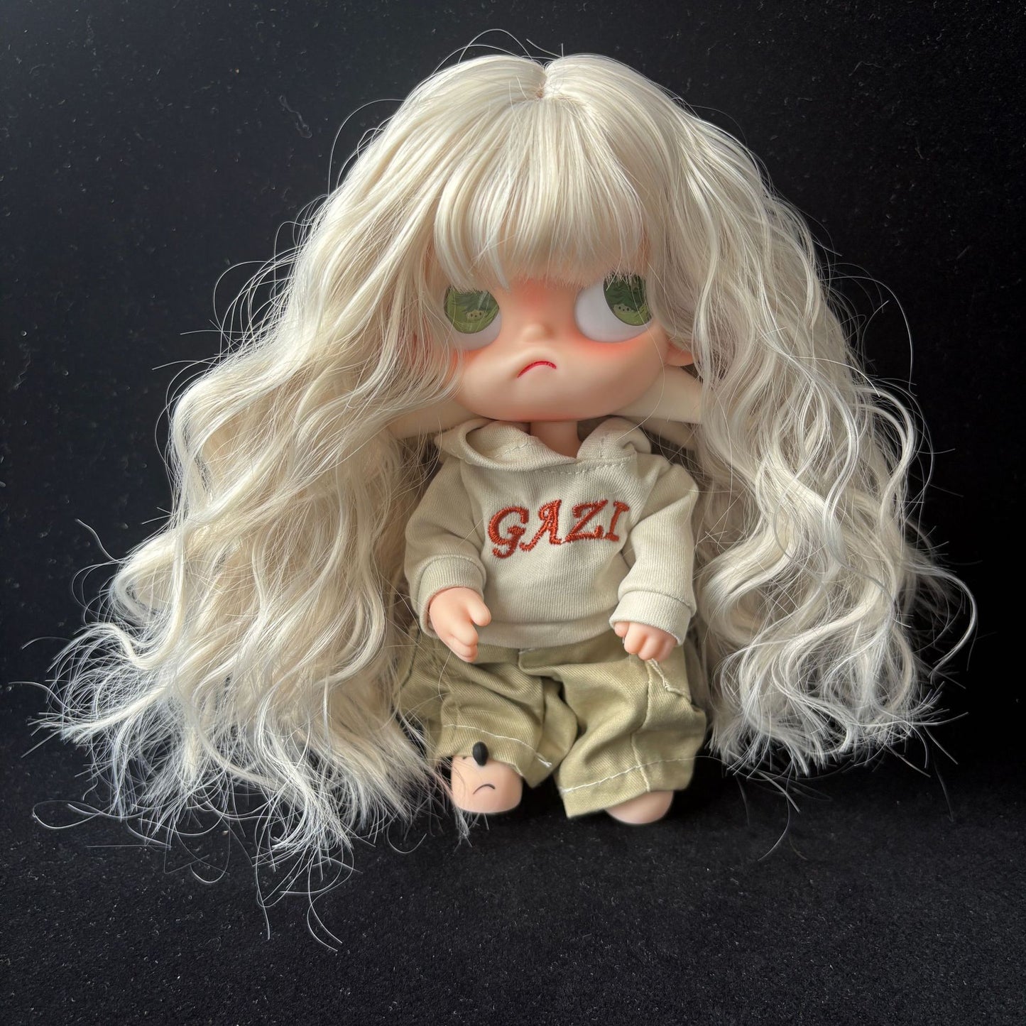 Gray White Bangs Long Curly Hair Gingerbread Man Sister Ga Cos Wig