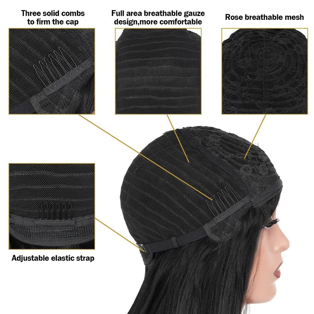 Machine Made Bob Human Wigs With Wig Short Straight Hair