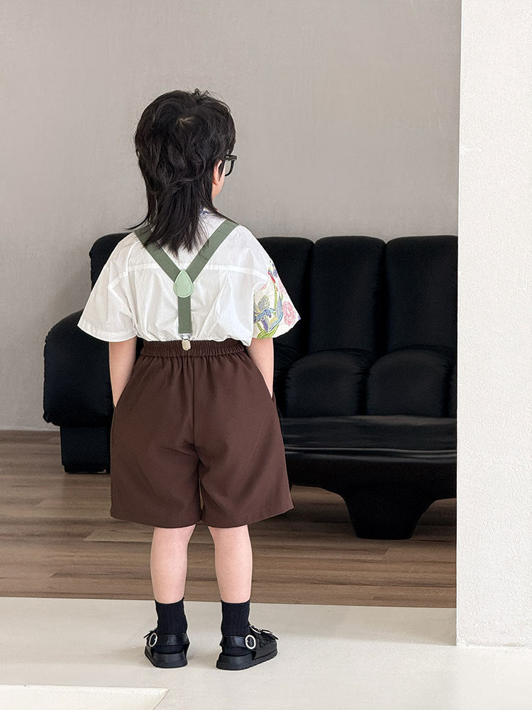 Children's Summer Korean Style Short Sleeve Western Printed Children's Shirt