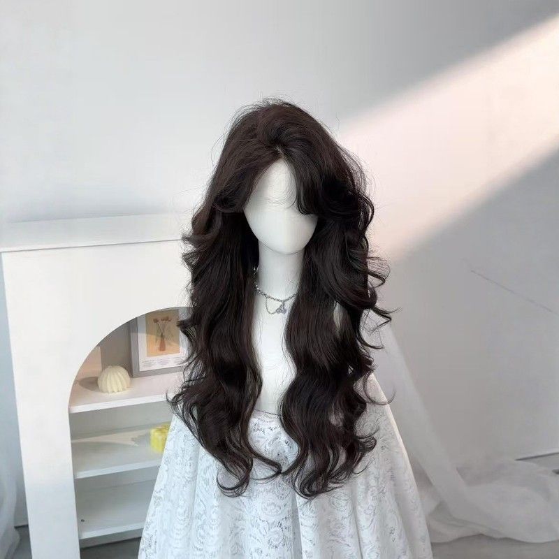 Adult Lady Like Woman Mid-length Black Curly Hair Big Wave Wig Long Curls