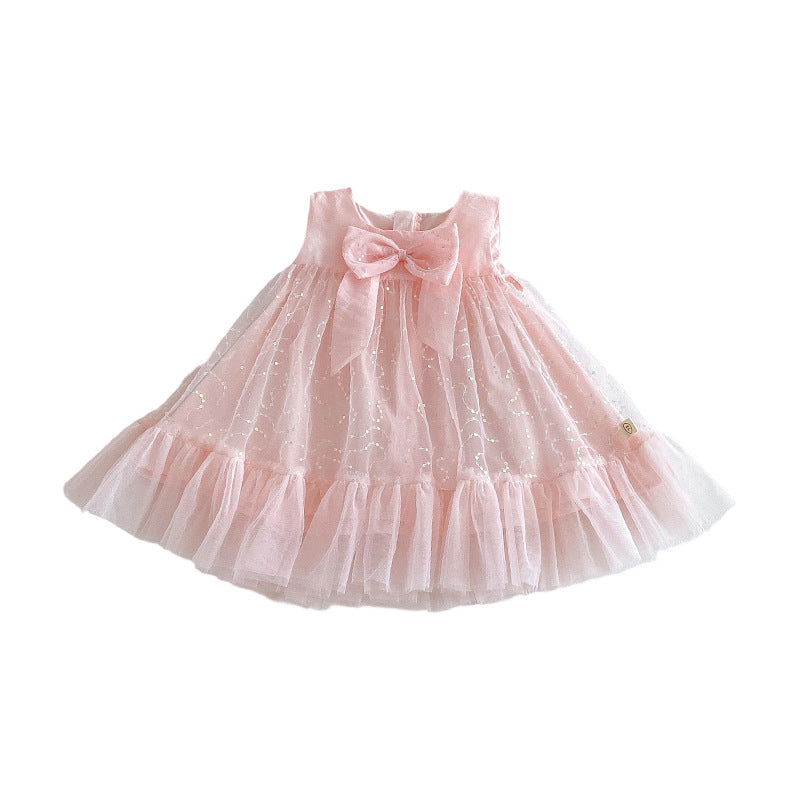 Children's Super Cute Tulle Skirt Summer Western Style Bow Princess Children's Dress