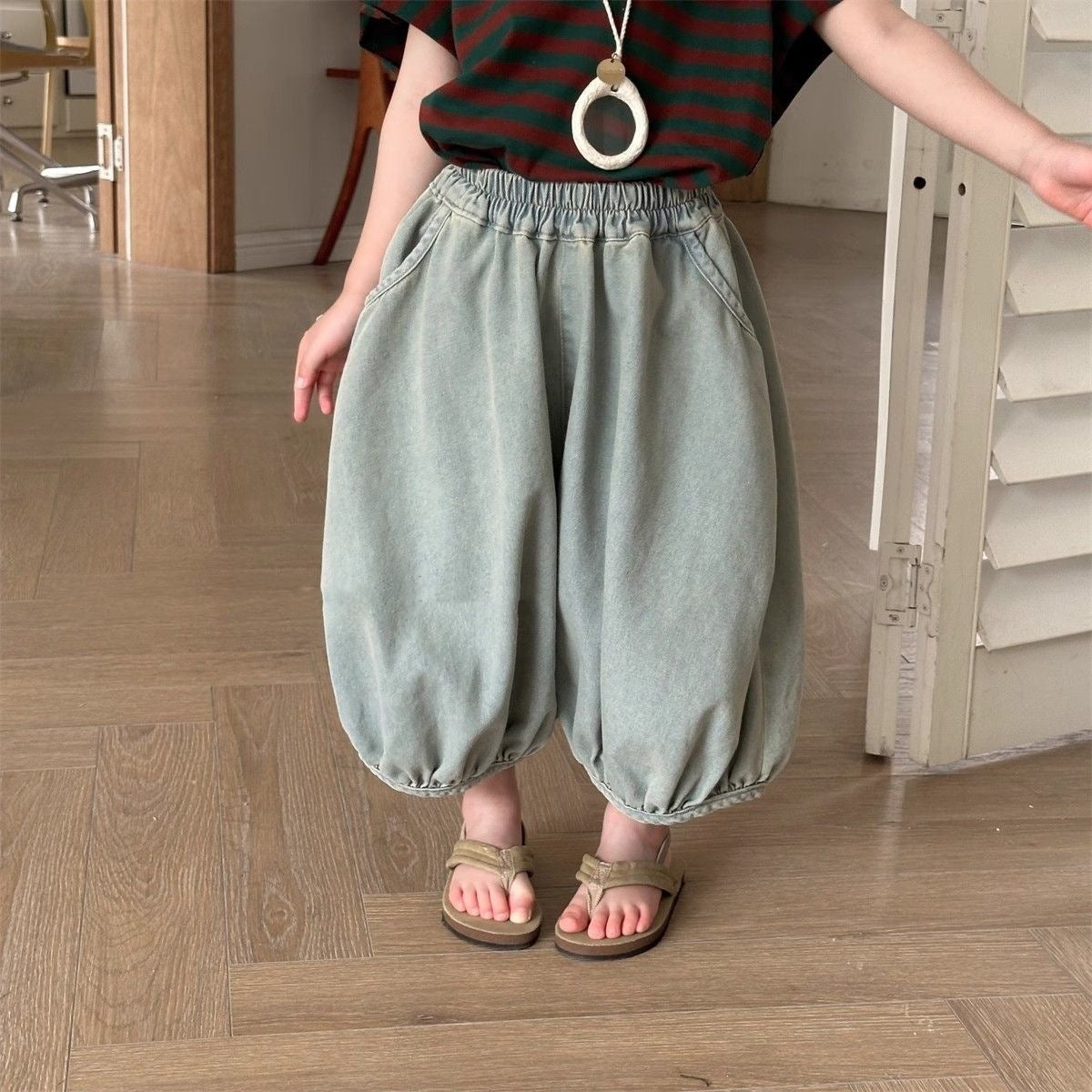 Children's Summer Retro Denim Korean Style Boy Wide Children's Pants