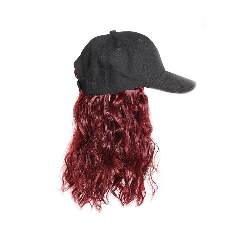 Hat Fashion Black Peaked Cap Corn Wig Short Curly Hair