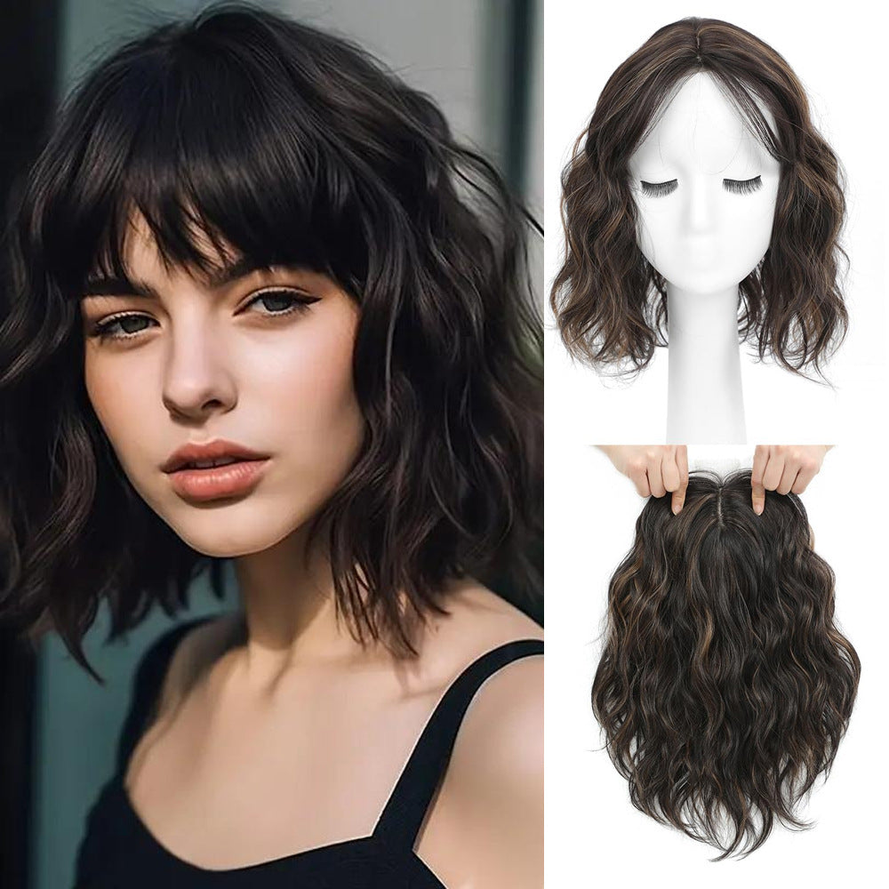 Front Lace Water Ripple Female Bangs Wig Short Curly Hair