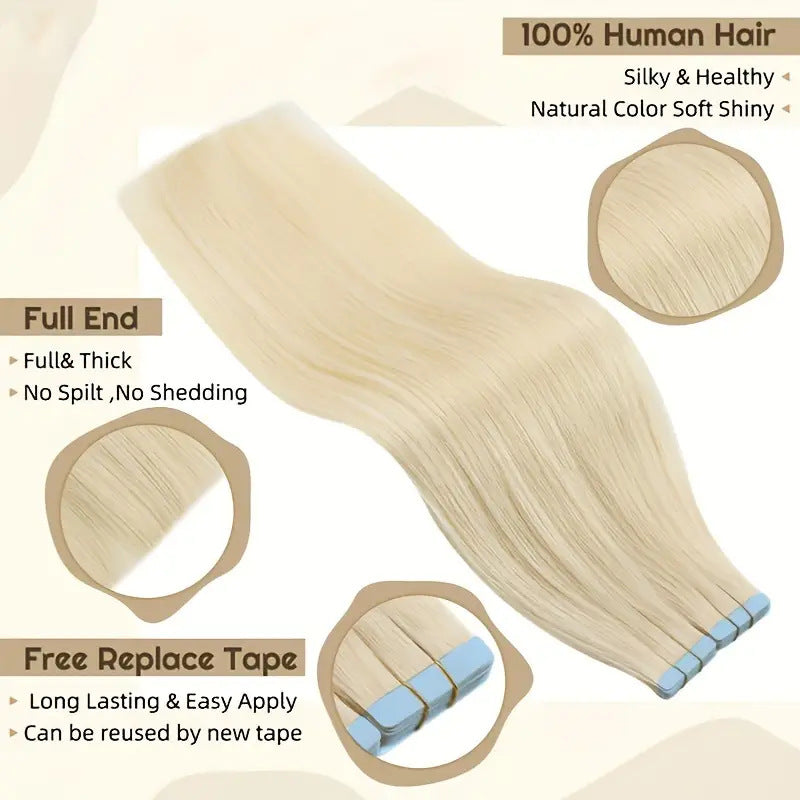 Premium Film Hair Real Set Seamless Invisible Wig