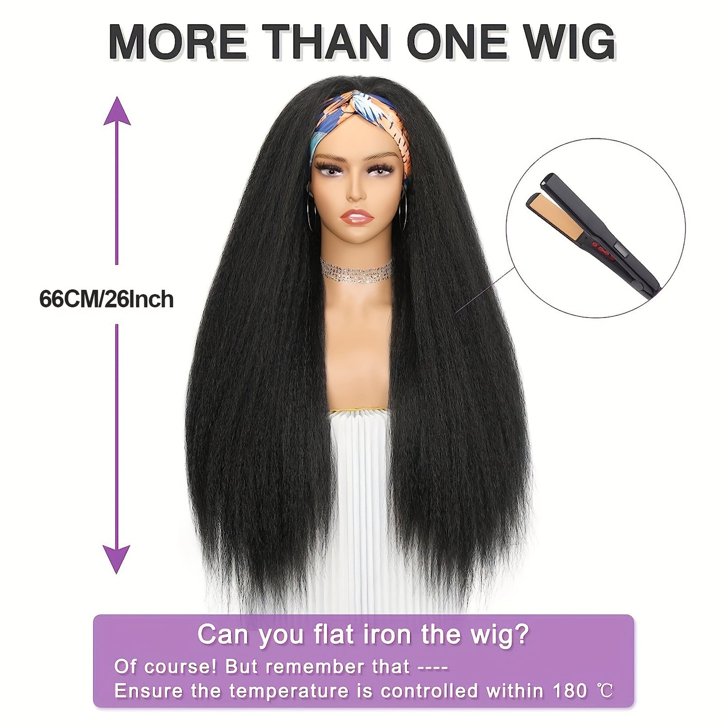 Women's Hair Band Head Cover Ice Silk Chemical Fiber Long Straight Wig
