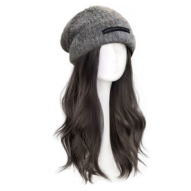 One Female Hair Fashion Casual Knitted Wig Long Curls