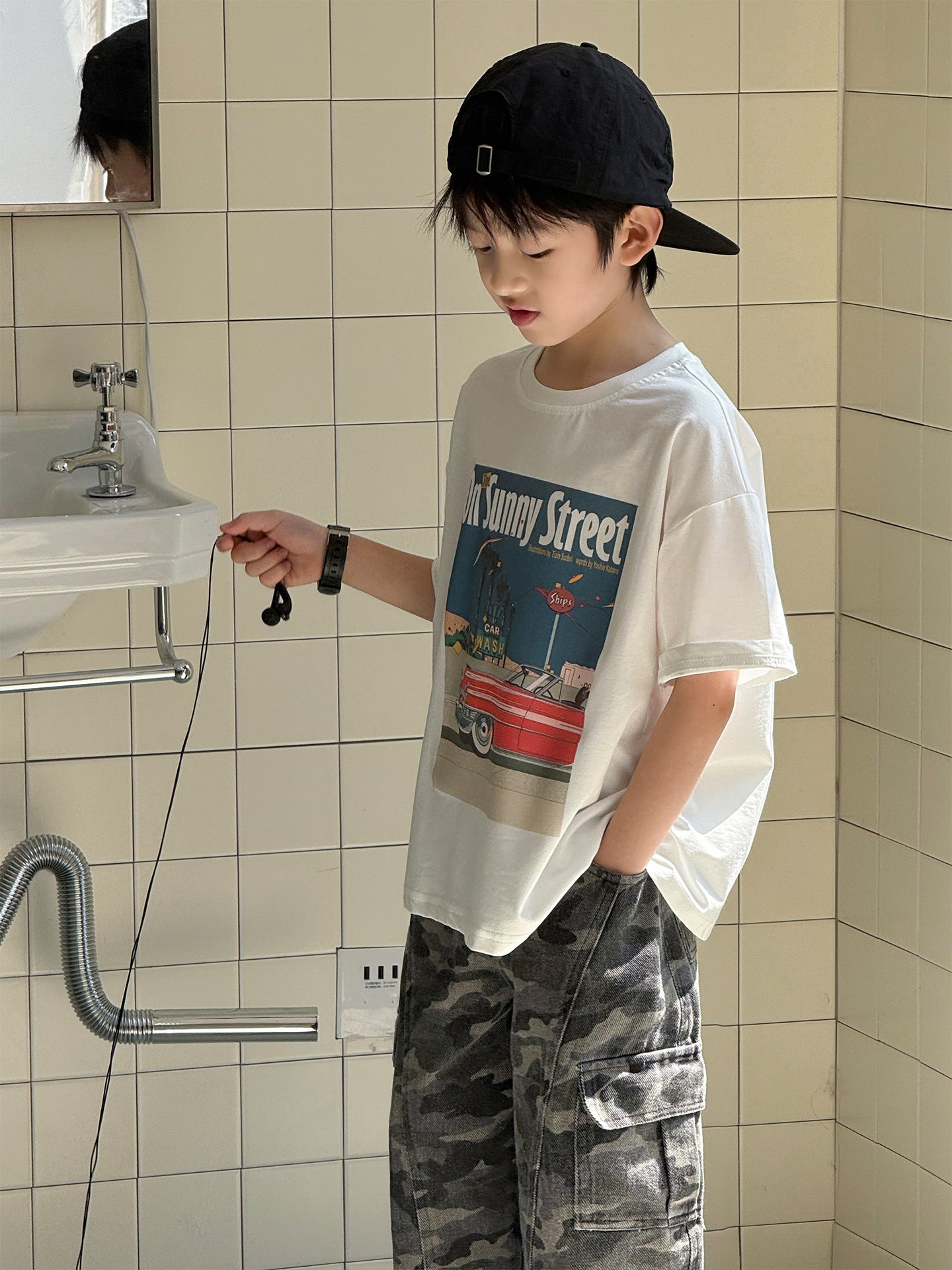 Children's American Printed Short-sleeved Casual Loose Tide Children's T-shirt