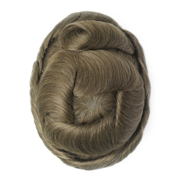 Men's Leather Hand Crochet V Needle Hairpiece Men's Wig
