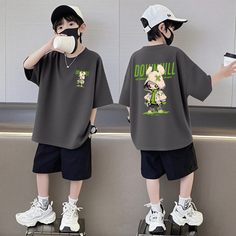 Pants Summer Loose Round Neck Half Cool Handsome Children's Suit