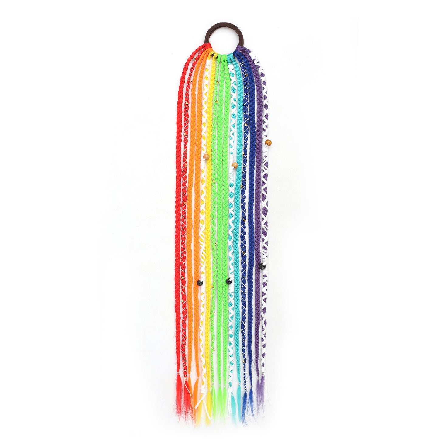 Wool Lock Beads Horse Tail Handmade Braid Hair Ring Hand-woven Wig Ponytail