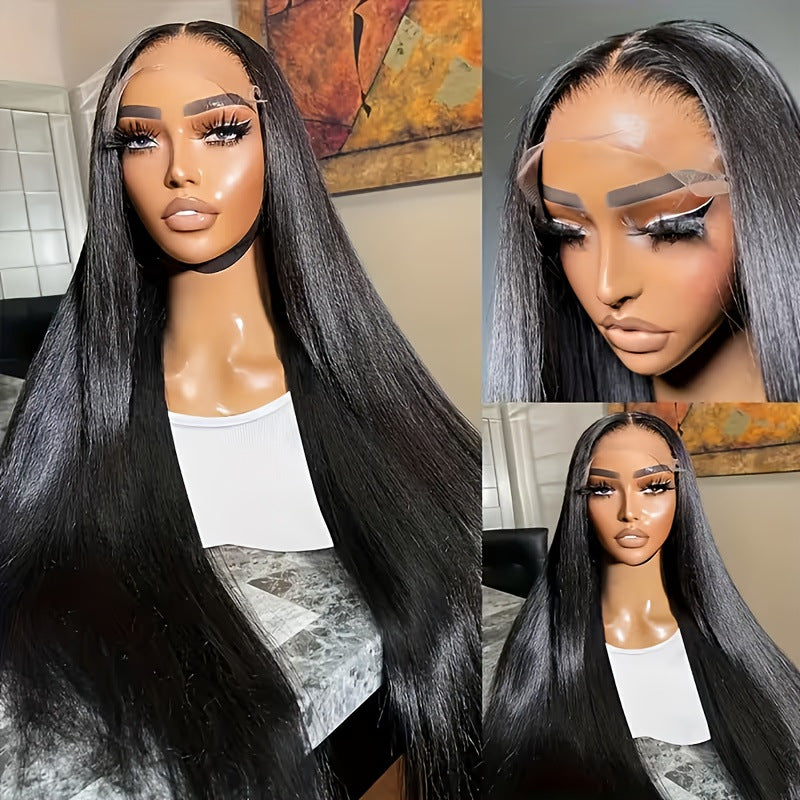 Women's Fashion Front Lace African Medium Hair Long Straight Wig