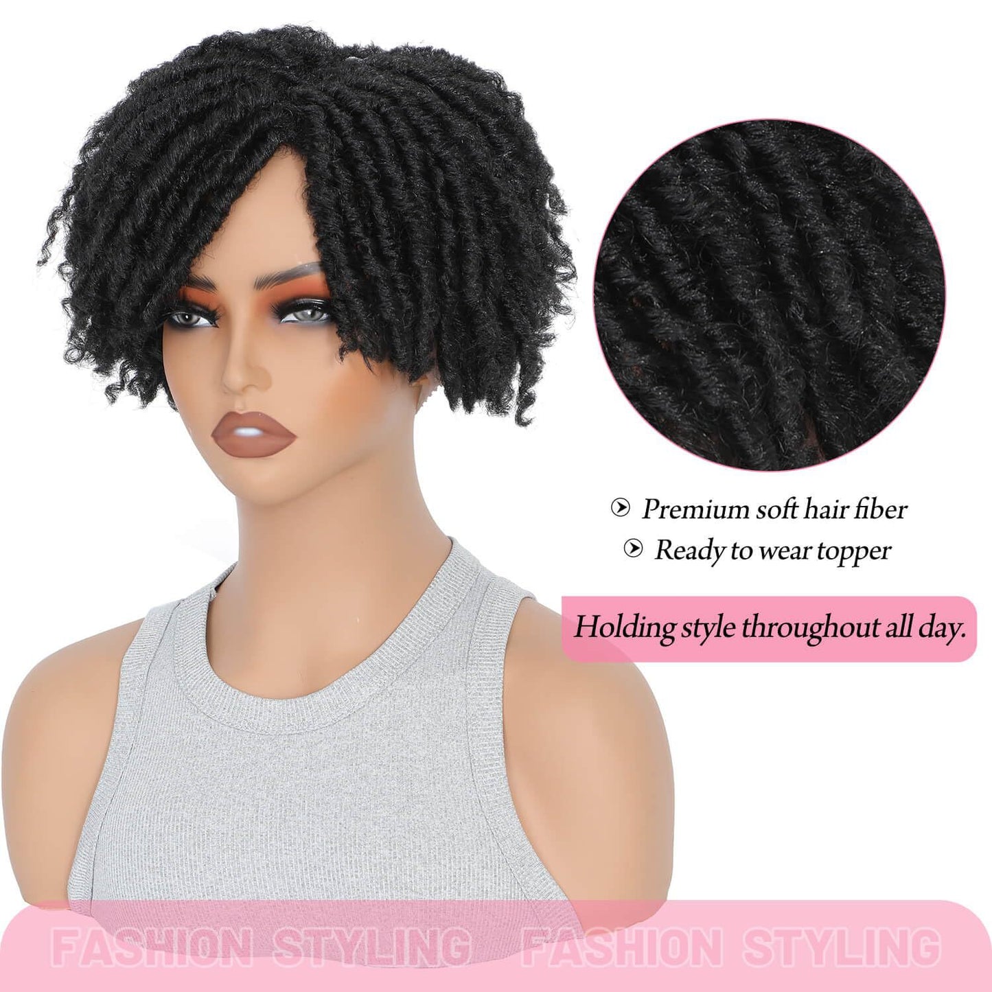 African Spiral Mesh Plate Dreadlocks Curly Long Hair Wig
