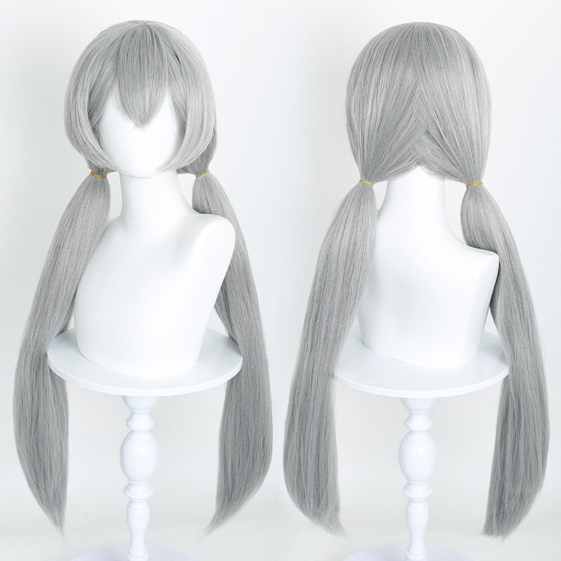 Cardamom Judy Mixed Sier Gray Double Twist Braid Cos Wig