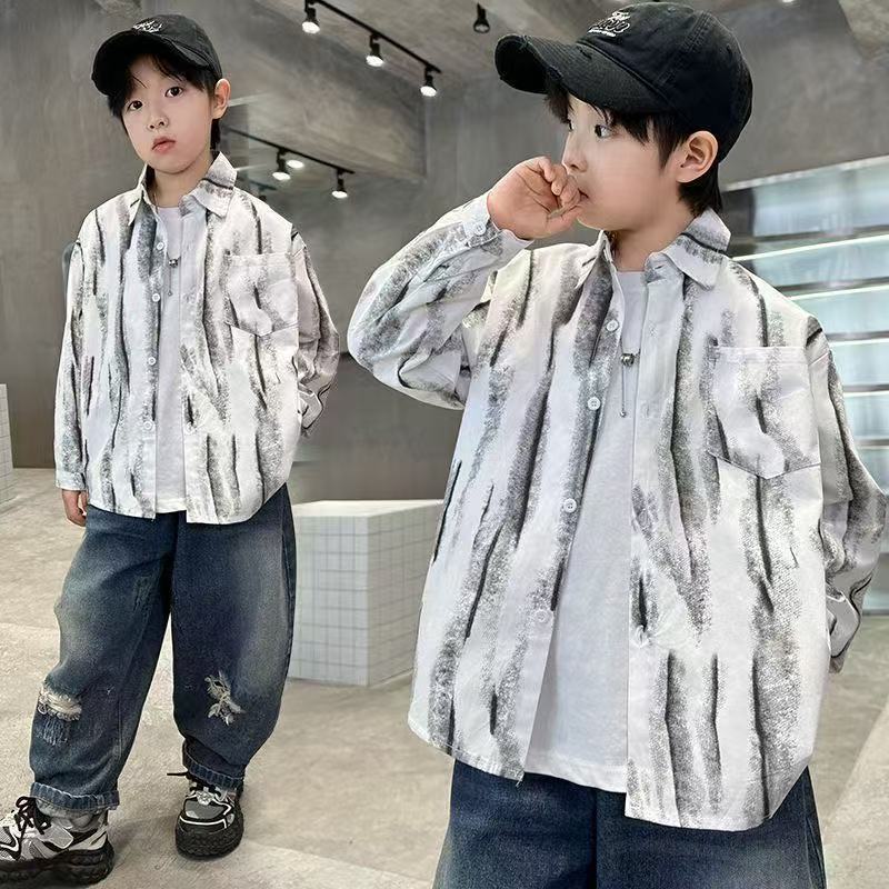 Children's Clothing Middle Big Spring Fashionable Handsome Long Sleeve Children's Shirt