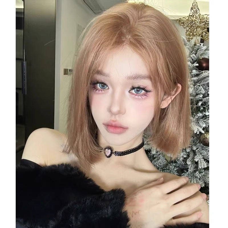 Women's Coney Small Lace Hot Summer Thin Temperament Mid-point Daily Full Wig Short Straight Hair