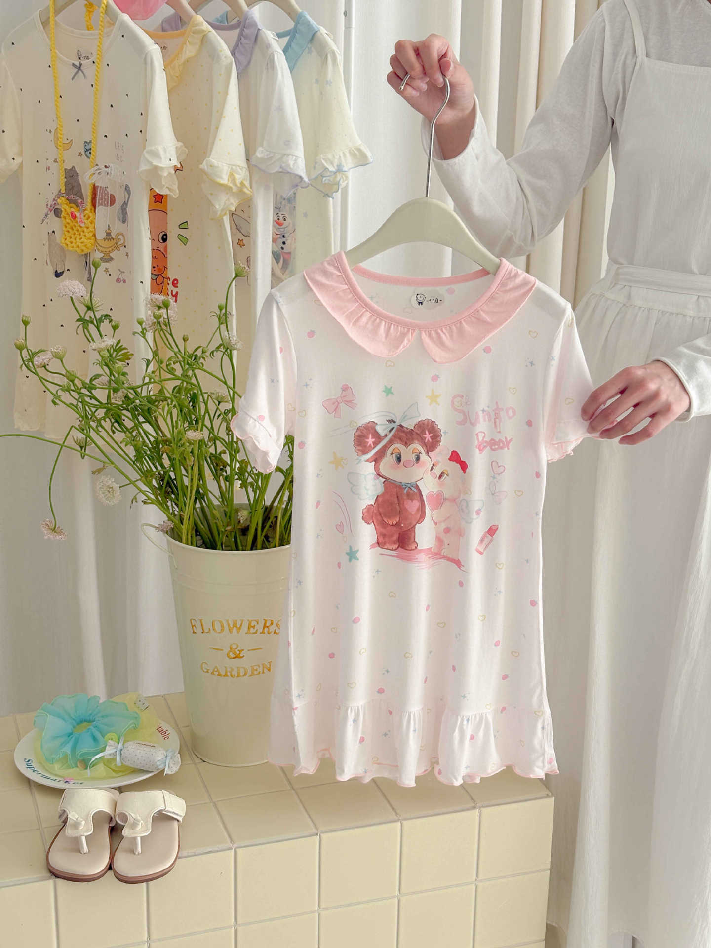 Summer Floral Nightdress Lotus Leaf Skirt Children's Dress