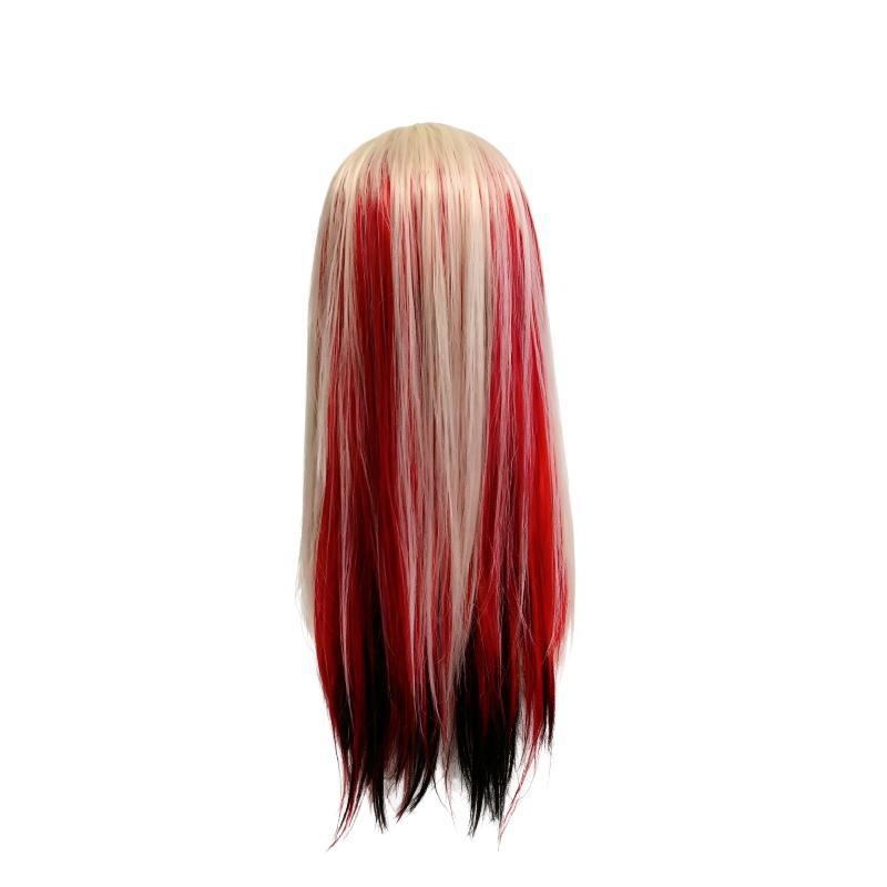Harley Quinn Suicide Squad Black Red Straight Hair Boxing Cos Wig