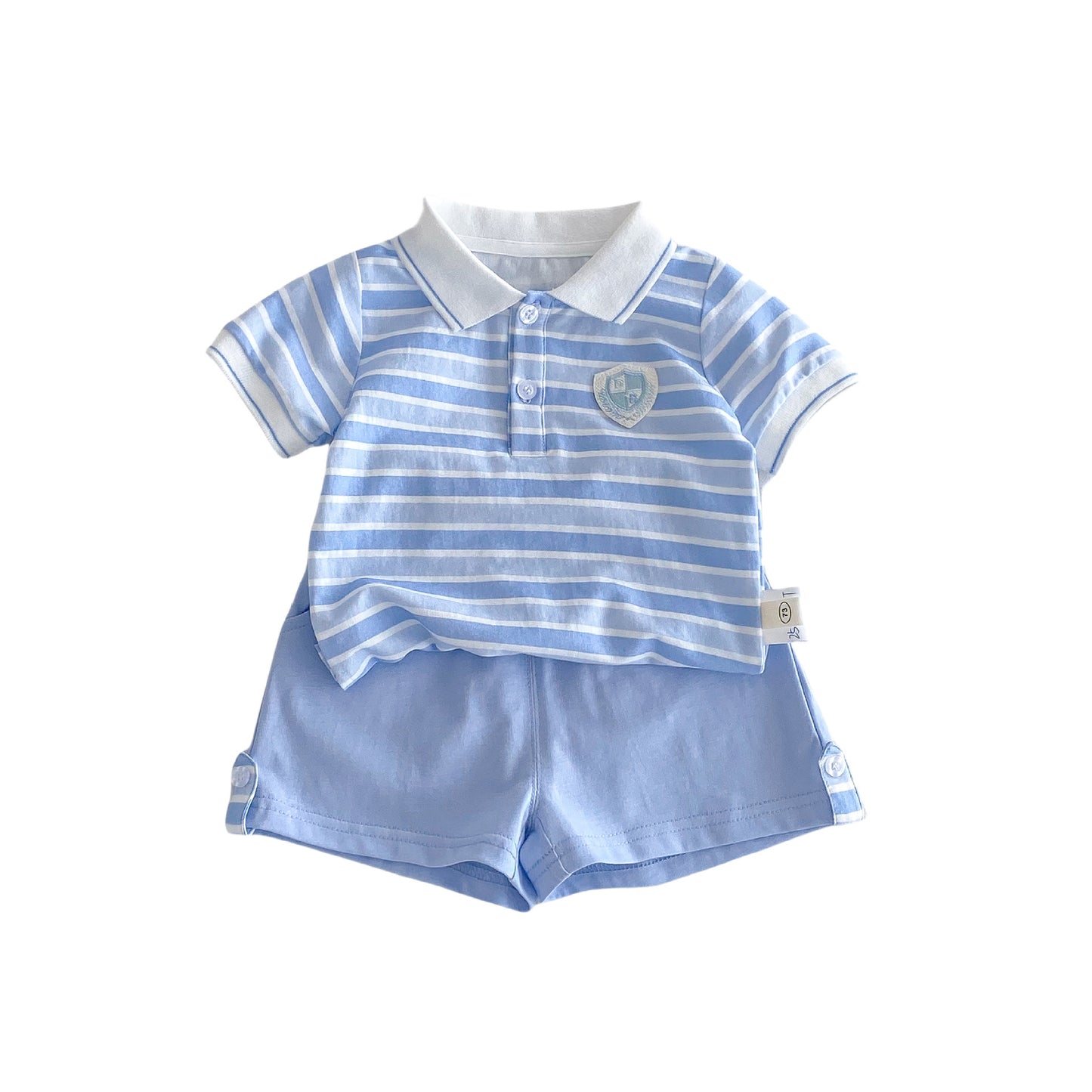 Men's & Children's Style Labeling T-shirt Trendy Shirt Solid Color Shorts Children's Suit