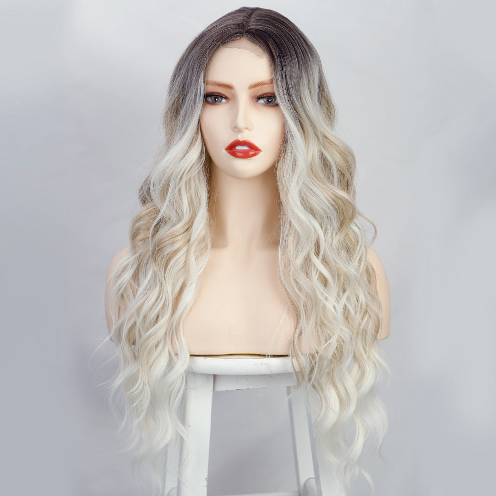 Women's Lace Medium Small Highlight Curly Hair Synthetic Wig Long Curls