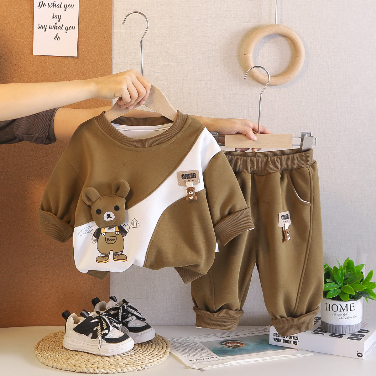 Children's Western Style Cartoon Long-sleeved Sweater Two-piece Children's Suit