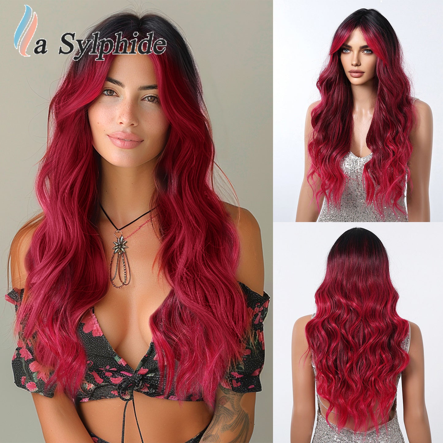 Sier White Highlight Curly Hair Bangs Wig Long Curls