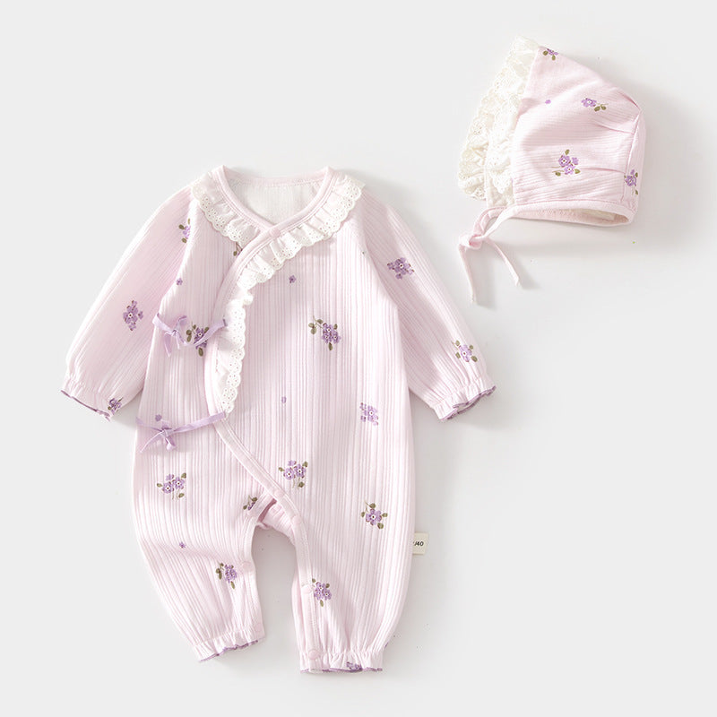 Rompers Get Hat Jumpsuit Romper Pure Cotton Jumpsuit, Climbing Suit
