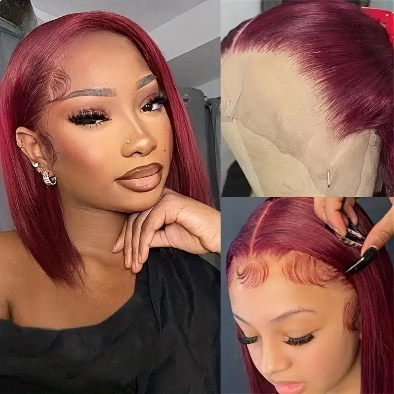 Cool Brazilian Bob With Frontal Human Wig Short Straight Hair