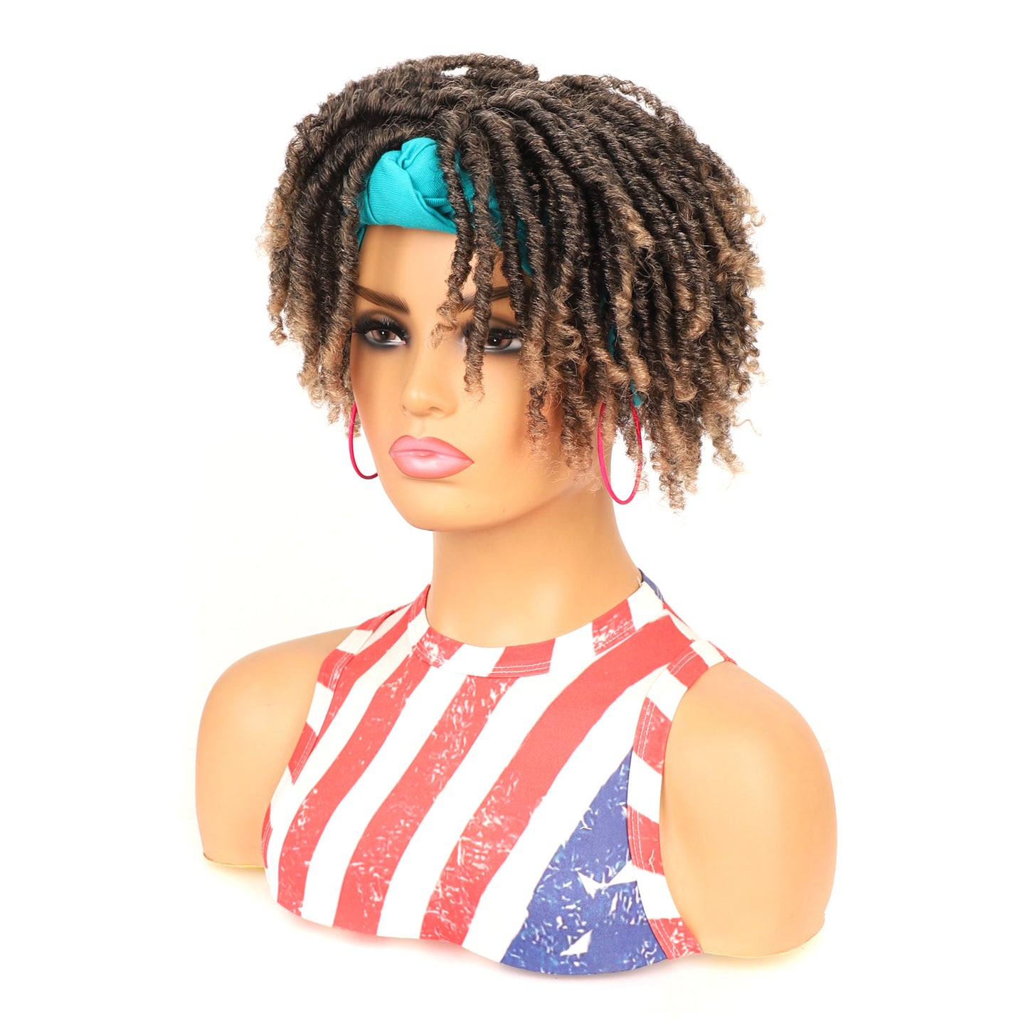 Turban Head Sleeve Curved Cover African Wig Short Curly Hair
