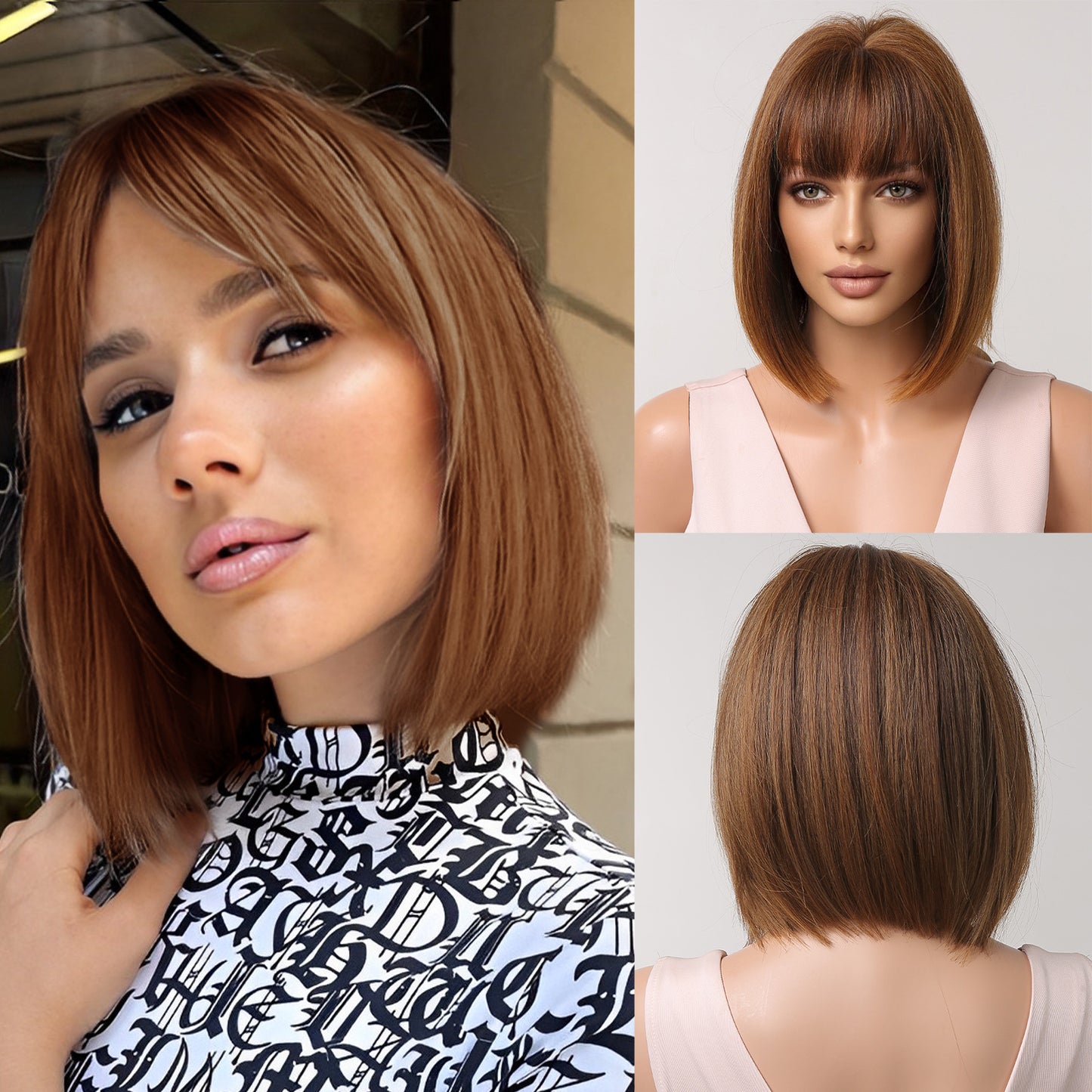 Female Summer Wave Head Clavicle Chemical Wig Short Straight Hair