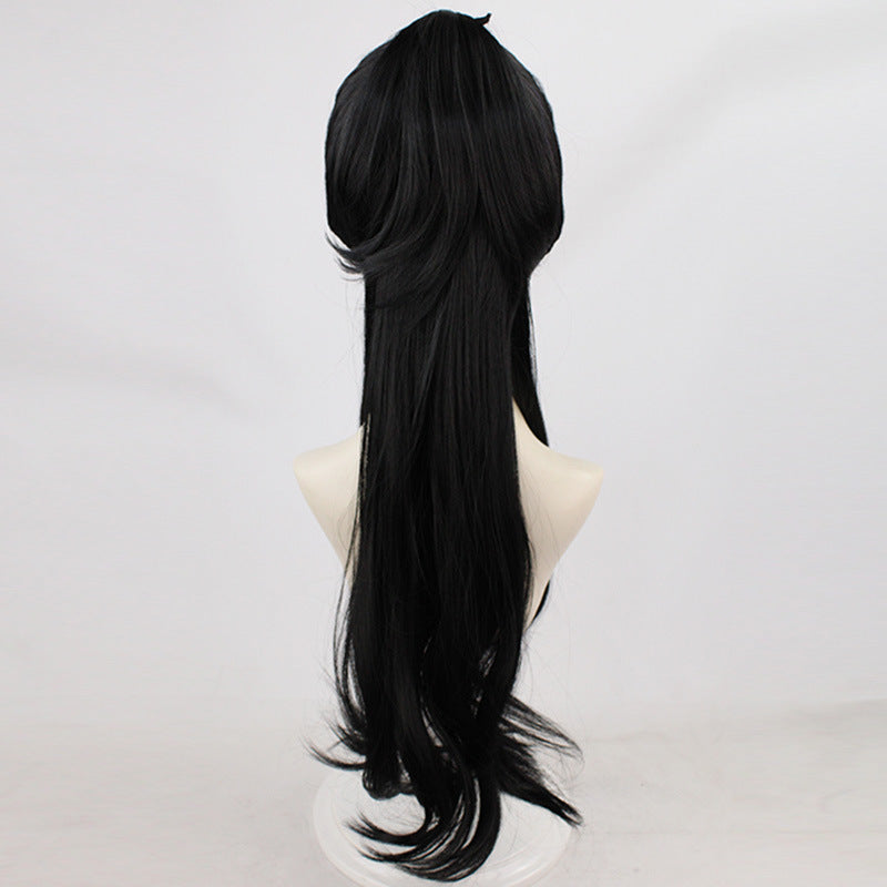 Sier Gradient Green Ponytail Curly Long Hair Winding Cos Wig