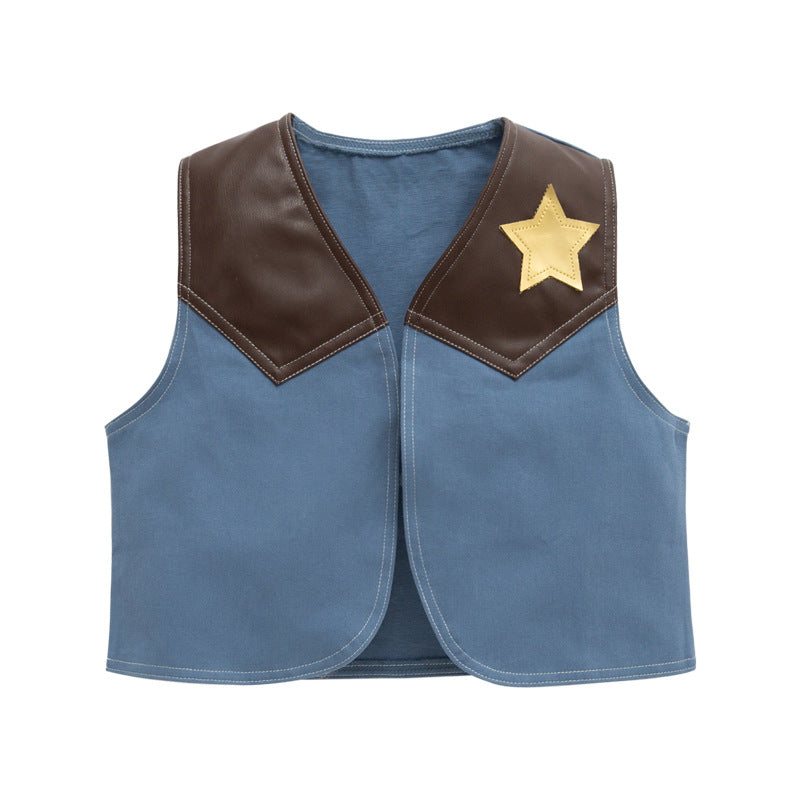 Children's Western Denim Festival Clothes Role Performance Set With Children's Suit
