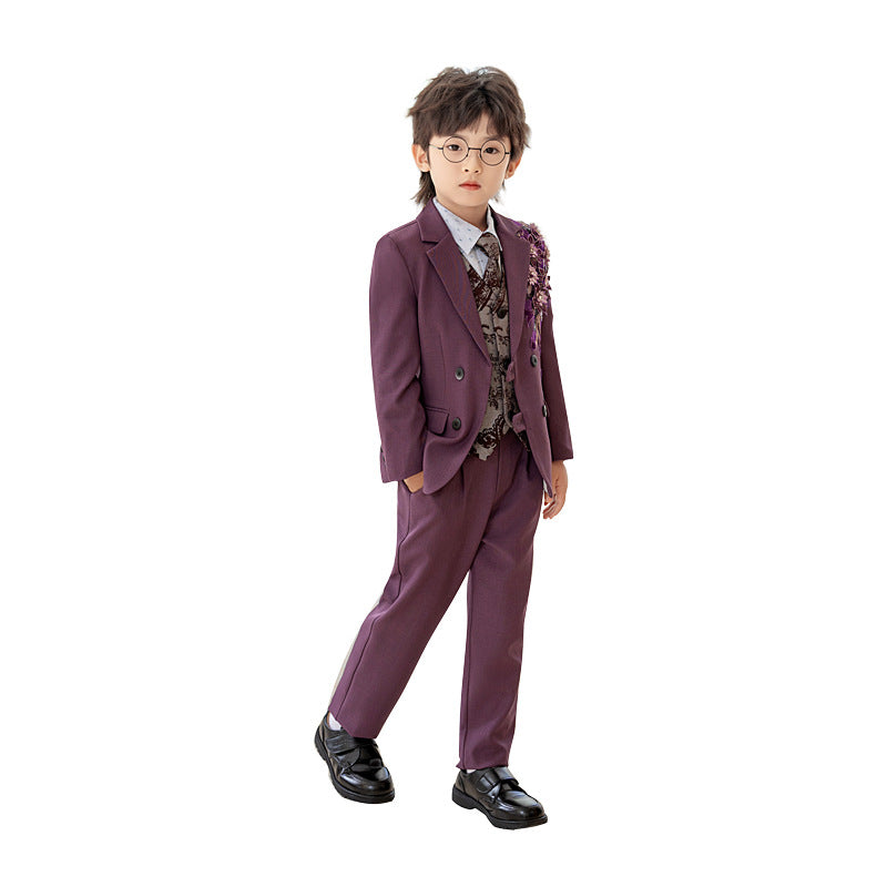 Children's Dress British Flower Costume Boy Evening Children's Suit